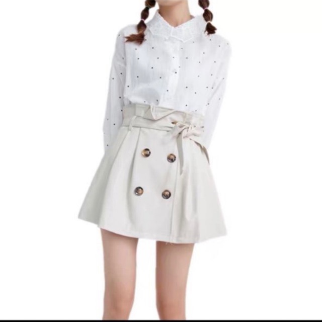 Chân váy 4 nút cột nơ sang chảnh