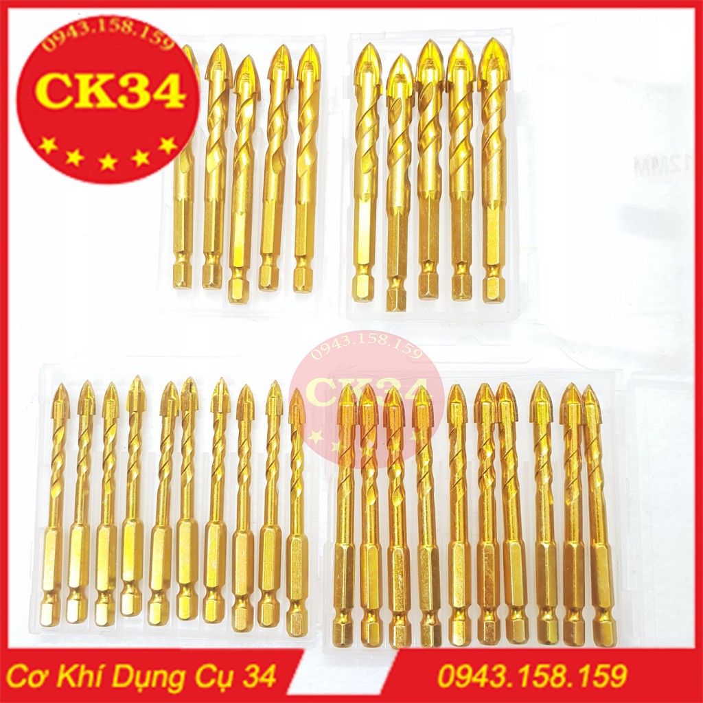 D.I.Y Mũi khoan đa năng chuôi lục giác kính, khoan thủy tinh,khoan gạch men,gạch đá hoa vonfram loại xoắn vàng