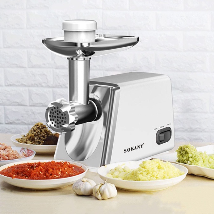Máy nhồi xay thịt cá, máy đùn thịt làm lạp xưởng SOKANY SK312 2500W