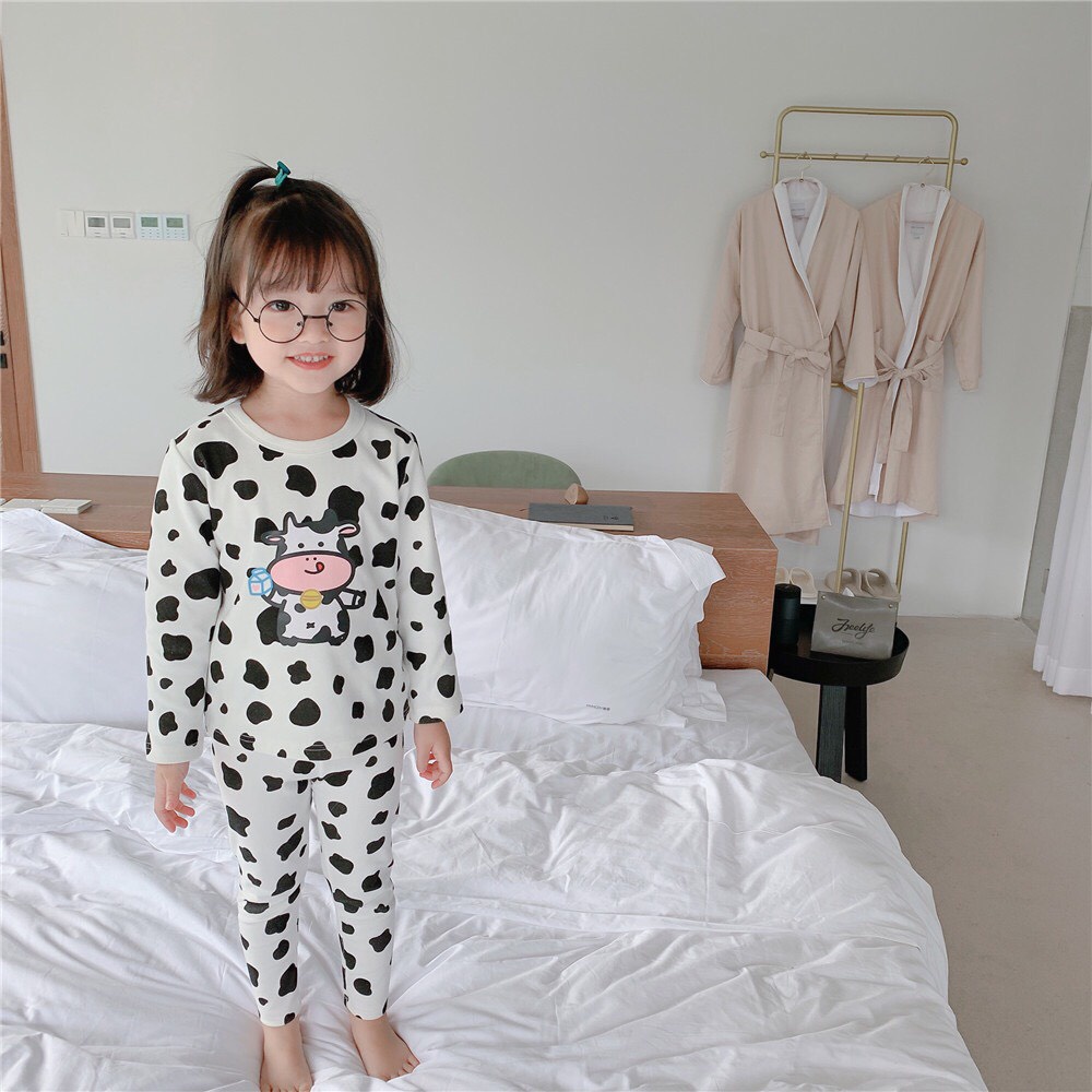 Bộ ngủ bò sữa dài tay cho bé trai, bé gái