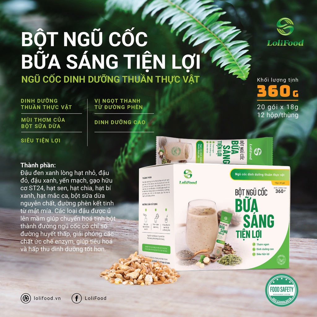 Bột Ngũ Cốc Giảm Cân LoliFood, Ăn Kiêng, Bổ Sung Dinh Dưỡng, Vitamin, Khoáng Chất Hộp 360g