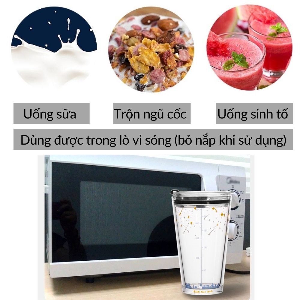 Ly thủy tinh chịu nhiệt nóng lạnh (kèm Vỏ da + Nắp + Ống hút) 400ml KM22051