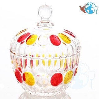 TẾT-Thố đựng mứt thủy tinh pha lê trái bí MÀU