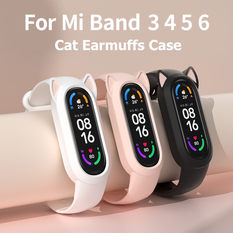 Dây đeo silicon phối tai mèo cho Xiaomi Mi Band 6 5 4 3 Mi Band 5 4 Amazfit Band 5&lt;br&gt;