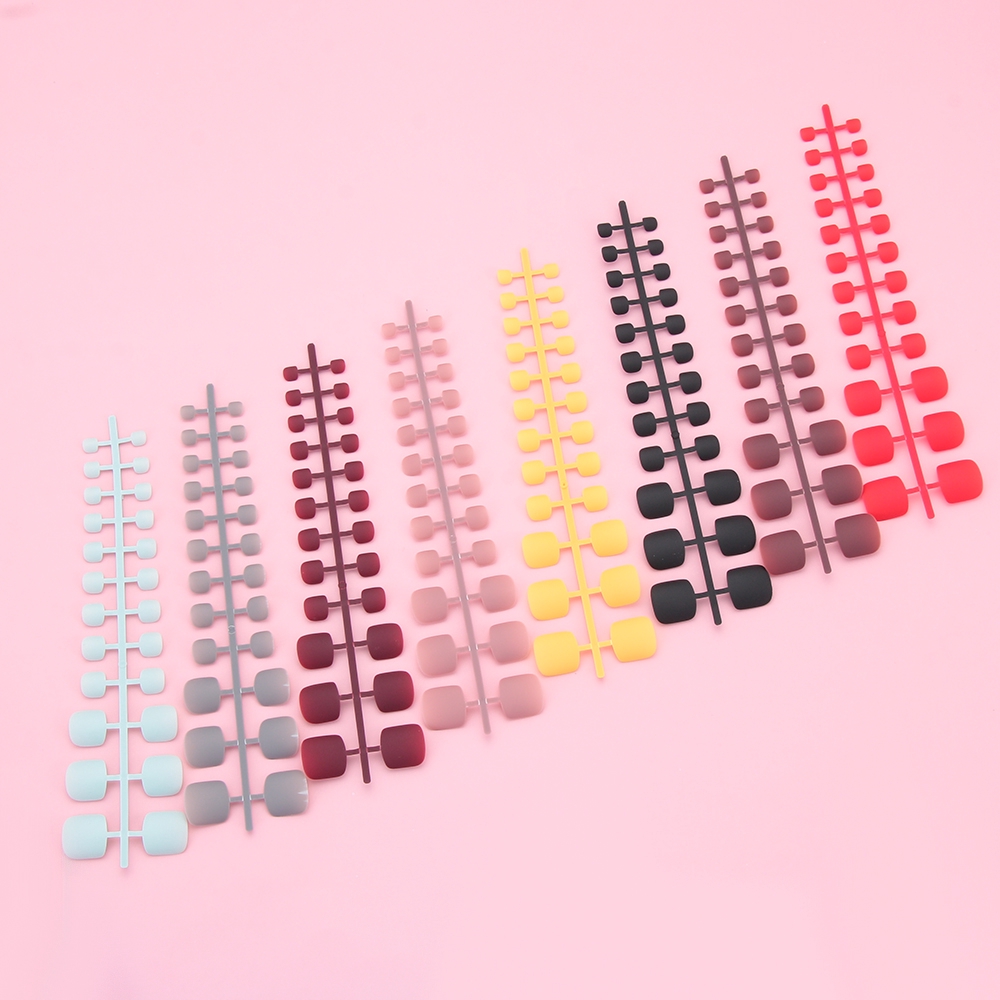 [Hàng mới về] Móng chân giả màu nhám đơn sắc phong cách Pháp thời trang tiện dụng