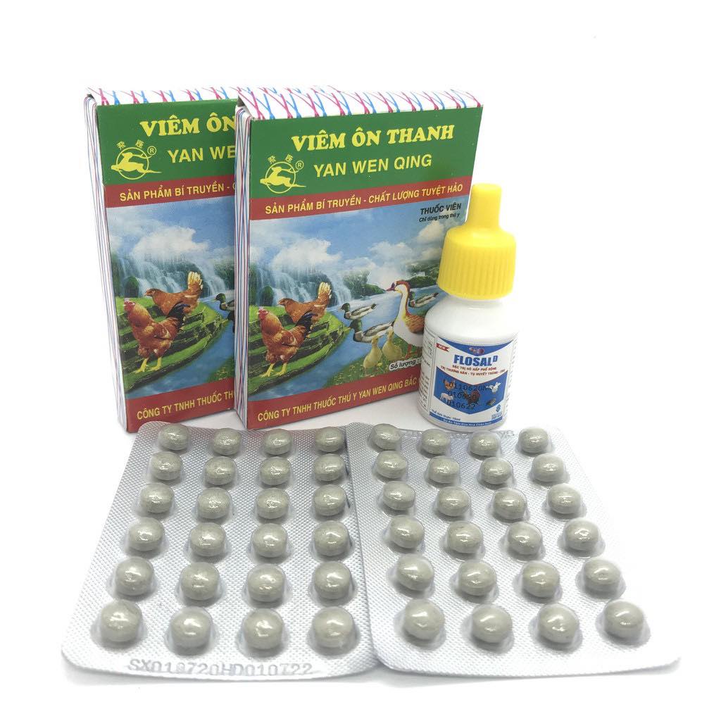 [ Hàng Chính Hãng] Bộ 1 chai Flosal-D và 1 vỉ Viêm ôn thanh 24 viên Gà vịt Nóng sốt, hen khẹc, tiêu chảy, CRD, tụ huyết