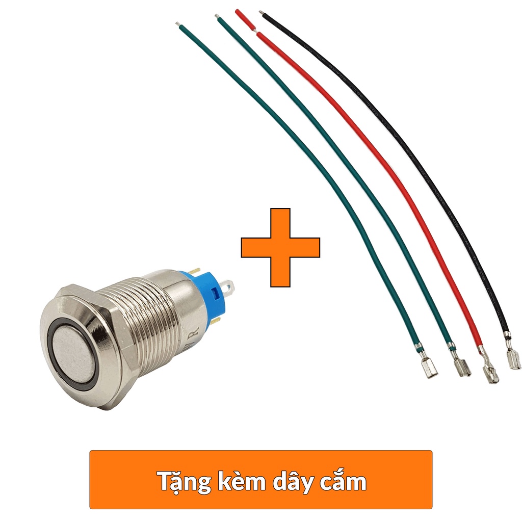 Nút nhấn tự giữ kim loại 12mm đỏ