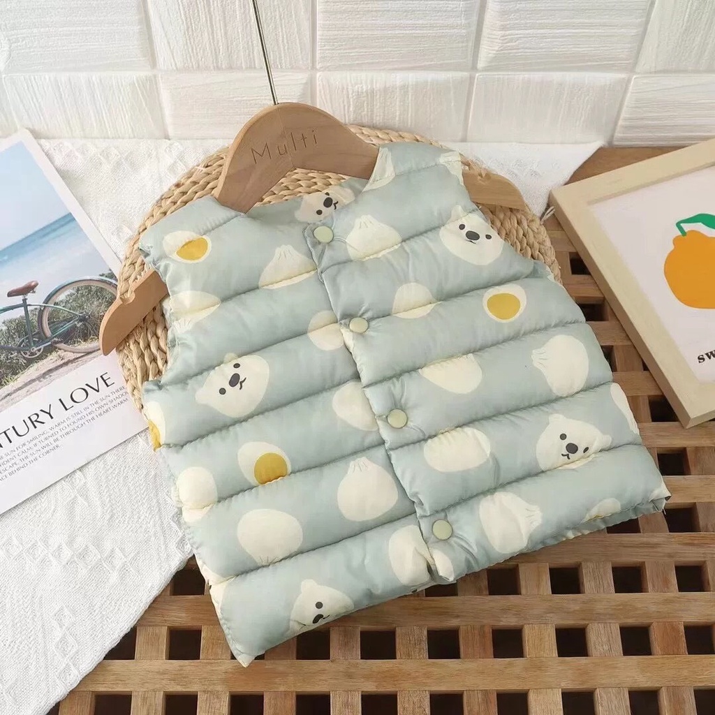 ÁO KHOÁC PHAO 3 LỖ BÉ TRAI GÁI NHỒI BÔNG DÀY DẶN