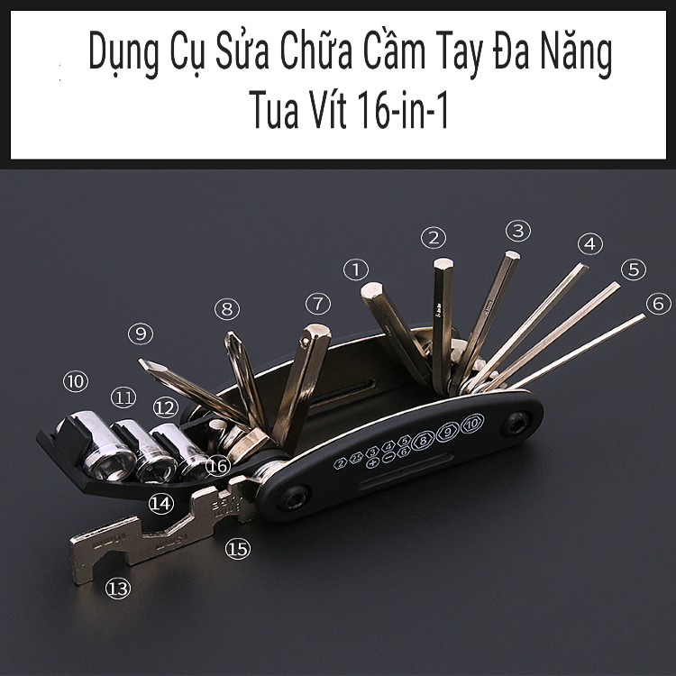 Bộ Lục Giác Sửa Chữa Cầm Tay Đa Năng Tua Vít 16-in-1, Dùng Lắp Giáp, Sửa Chữa Xe Đạp