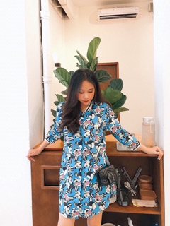 Đầm suông in Mickey 3D, hình thật 100%