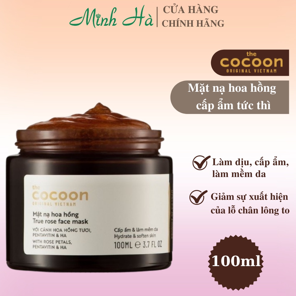 Mặt nạ hoa hồng Cocoon True Rose Face Mask Hydrate &amp; Soften Skin 100ml cấp ẩm tức thì