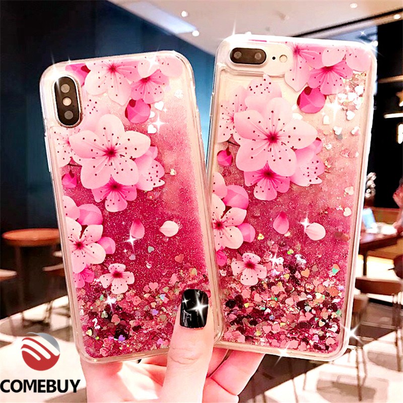 ComeBuy OPPO A3S A5S A7 Realme C1 Beautify Flower Liquid Shinning Covers TPU Couple Cases Hot Sales COD Ready Stock