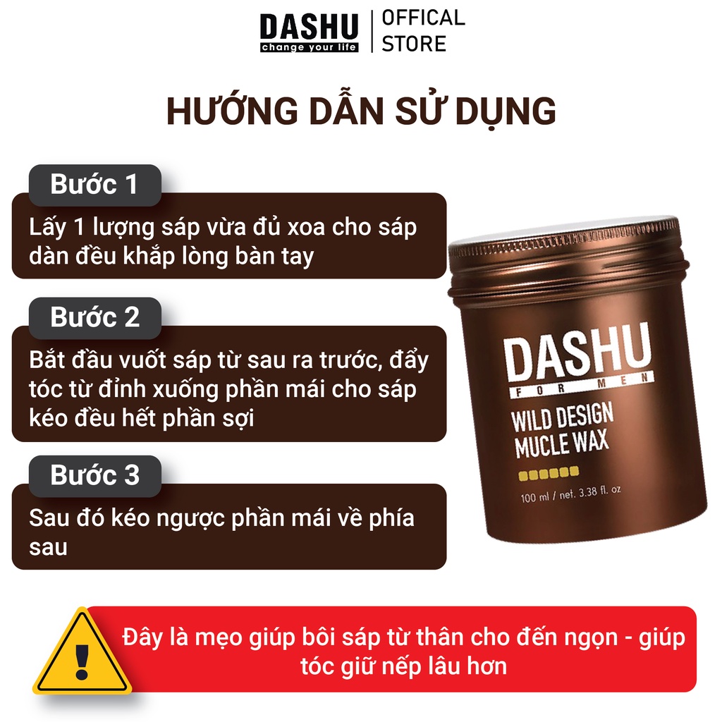 Sáp vuốt tóc cho nam Dashu for Men Wild Design Muscle Wax 100ml (NÂU)