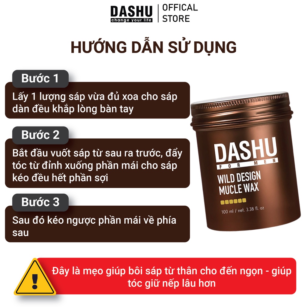 Sáp vuốt tóc cho nam Dashu for Men Wild Design Muscle Wax 100ml