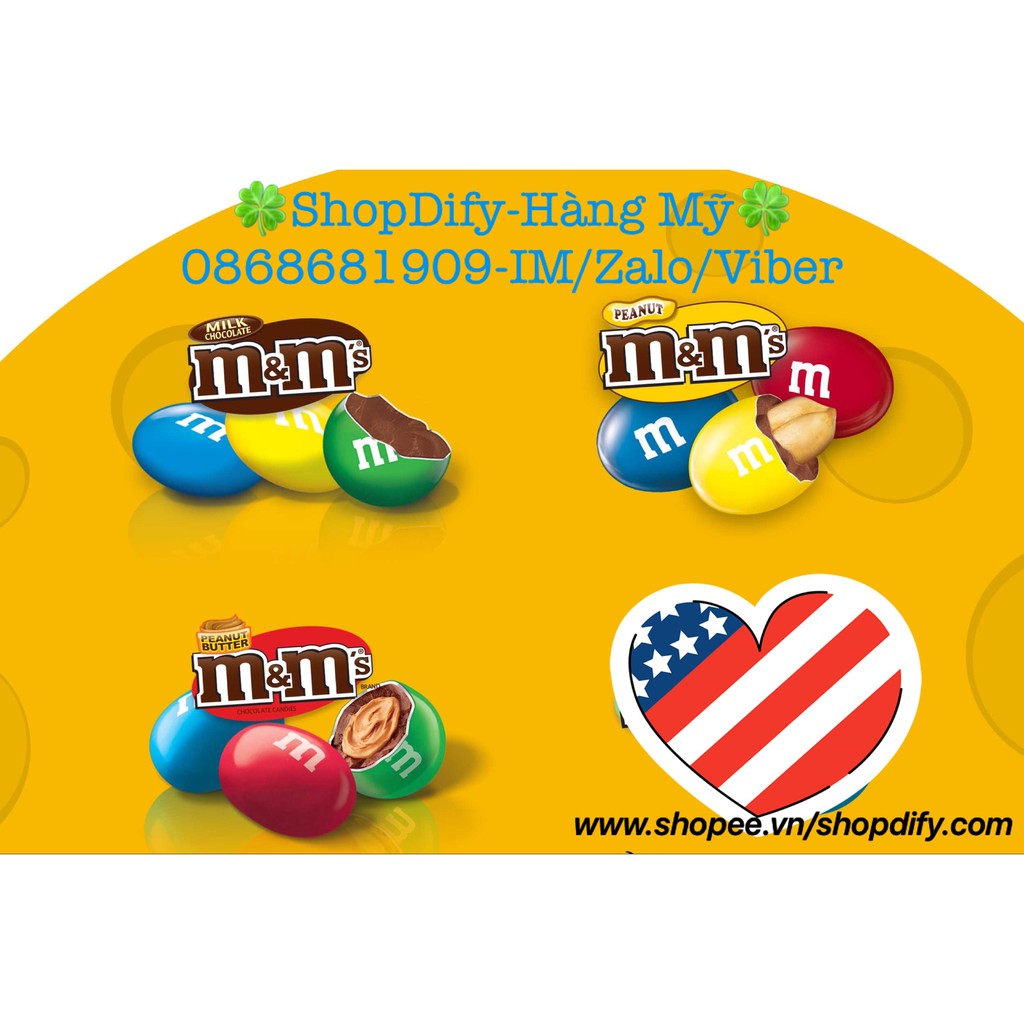 Kẹo Socola M&amp;M Gói Nhỏ M&amp;M’s Chocolate Candies Fun Size Milk Chocolate, Peanut, Peanut Butter