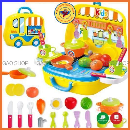 Đồ chơi nấu ăn bộ 26 món cho bé tập làm đầu bếp, kiểu vali thuận tiện mang đi chơi dễ dàng