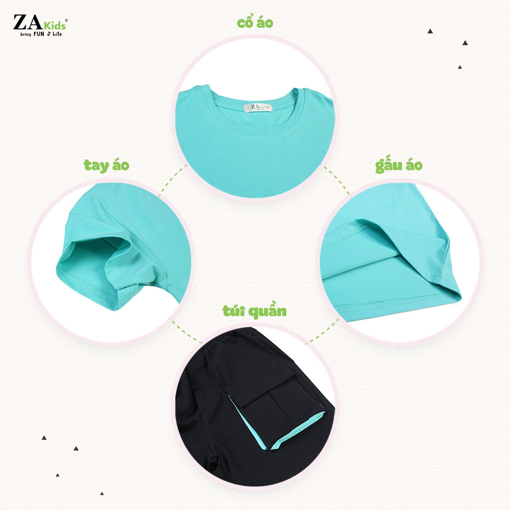 Bộ Quần Áo Thun Ngắn Tay Bé Trai (6-9 Tuổi) Zakids 21073T/ZA22014TN