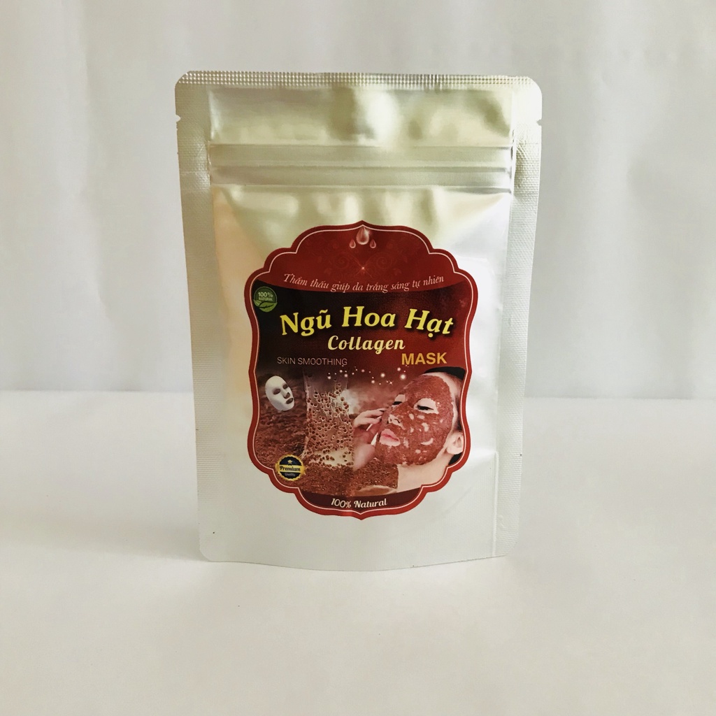 Bột đắp mặt nạ ngũ hoa rong biển gói 100g, hạt ngũ hoa đắp mặt sạch 100%, mặt nạ thiên nhiên an toàn cho da - MNH