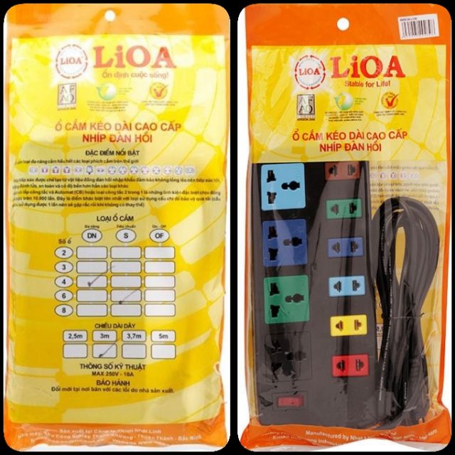 [GIÁ HỦY DIỆT] Ổ cắm điện LIOA® 10 Ổ đa năng kết hợp 4D6S32 &amp; 4D6S52 dây 3m &amp; 5m
