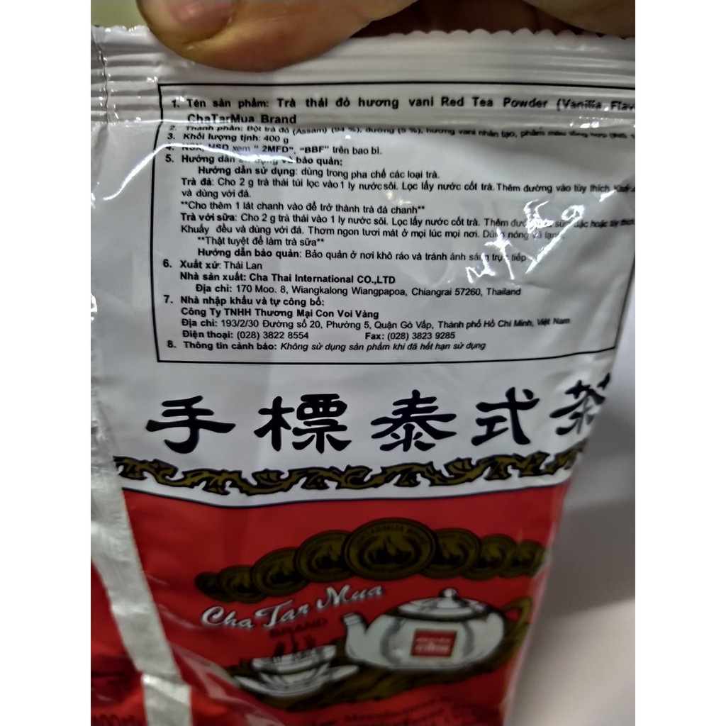 1Thùng (12 gói) Trà Thái Đỏ 400g loại 1 của công ty con voi vàng