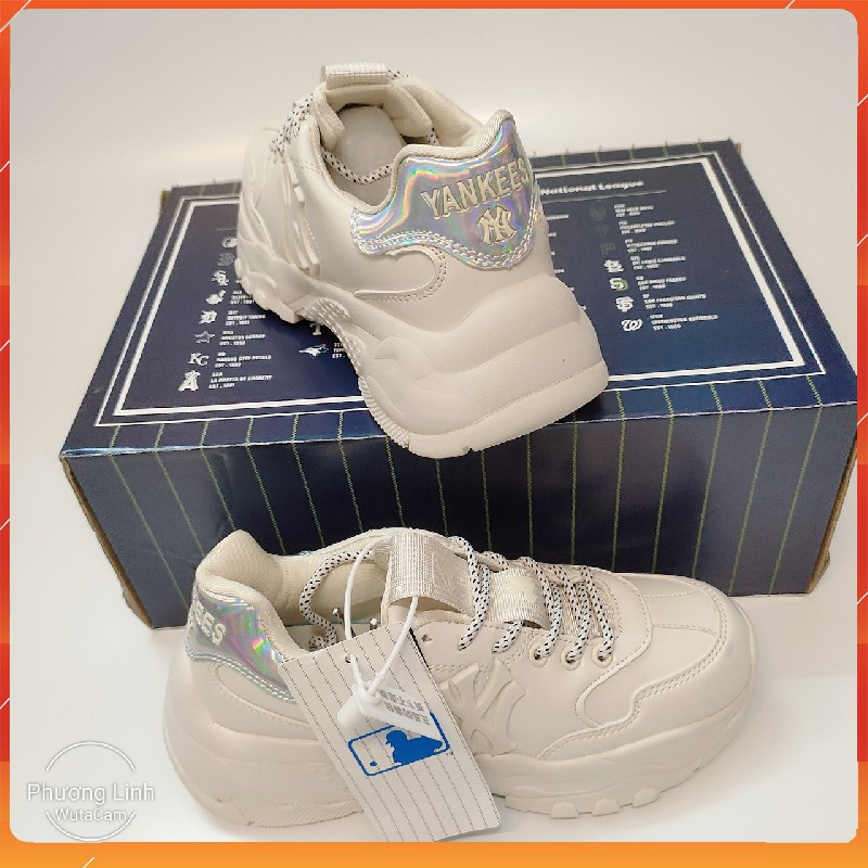 Giày thể thao nam nữ Boston NY LA màu kem, giày Sneakers nam nữ tăng chiều cao M56