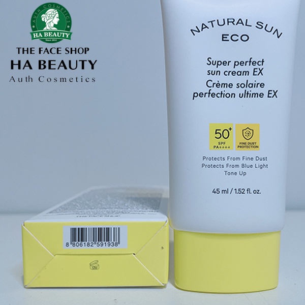 Kem chống nắng dưỡng ẩm da chống bụi mịn ánh sáng xanh The Face Shop Natural Sun Eco Super Perfect EX SPF50+PA+++ 45ml