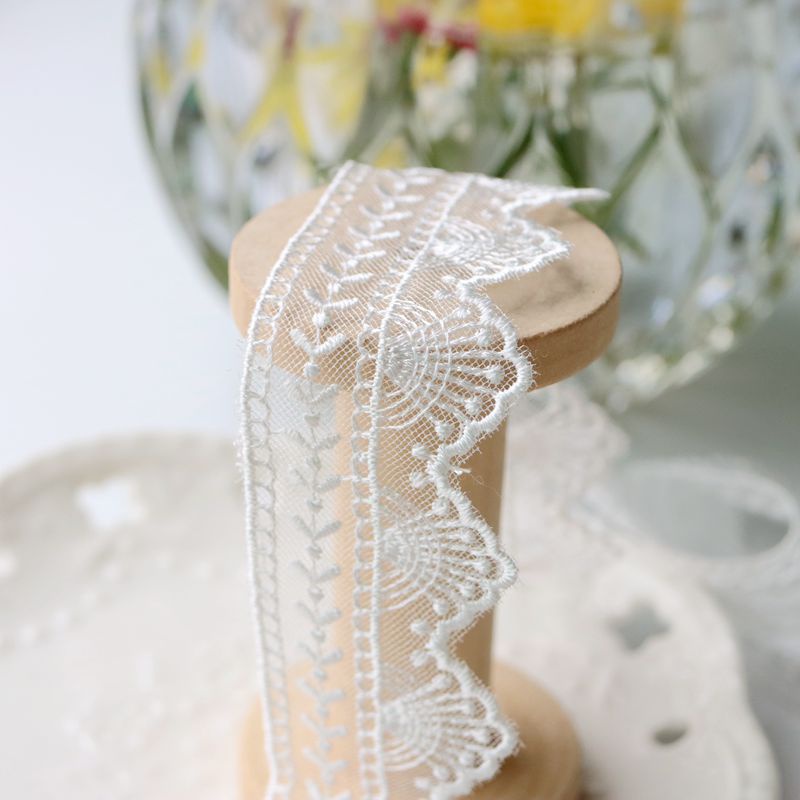 Phụ Kiện Ren Lưới Màu Trắng Dài 1m Trang Trí Cổ Áo Váy