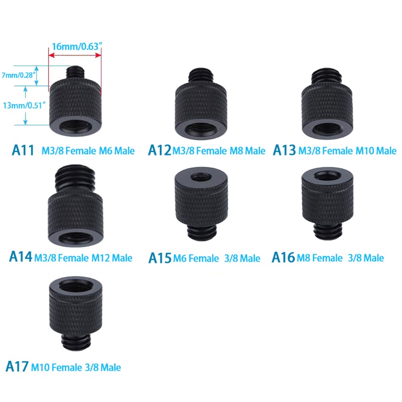 Bonj Set 2 Ốc Vít Chuyển Đổi 3 8 Sang m6 m8 m10 m12 Chuyên Dụng Cho Chân Máy Ảnh dslr