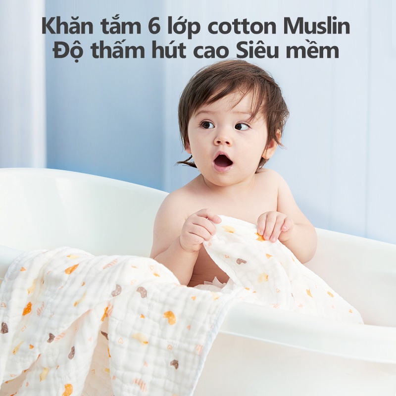 [Einmilk.ân ninh]Khăn tắm cho trẻ mới biết đi / trẻ sơ sinh siêu mềm 6 lớp 100% cotton nhanh khô thấm hút cao QBTS