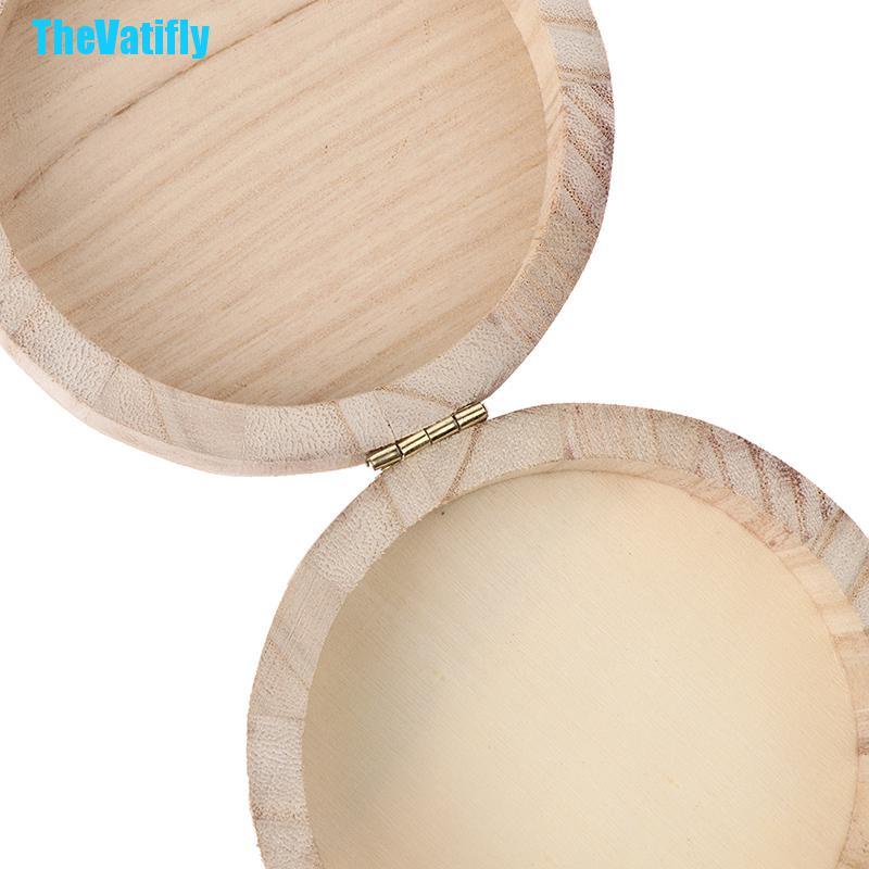 Hộp gỗ tròn đựng trang sức có nắp đậy phong cách vintage cổ điển