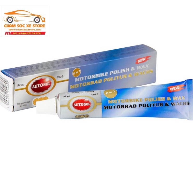 KEM ĐÁNH BÓNG SƠN XE CAO CẤP AUTOSOL MOTORBIKE POLISH &amp; WAX 50g chamsocxestore