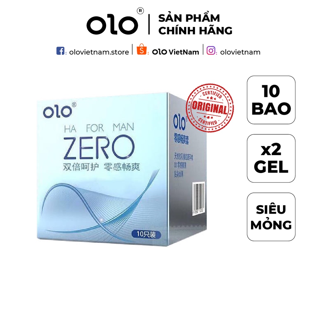 [Mã COSDAY -50K đơn 150K] Bao cao su OLO Zero Ha For Man gấp đôi chất bôi trơn, siêu mỏng 0.01mm nội địa Trung 10 bao