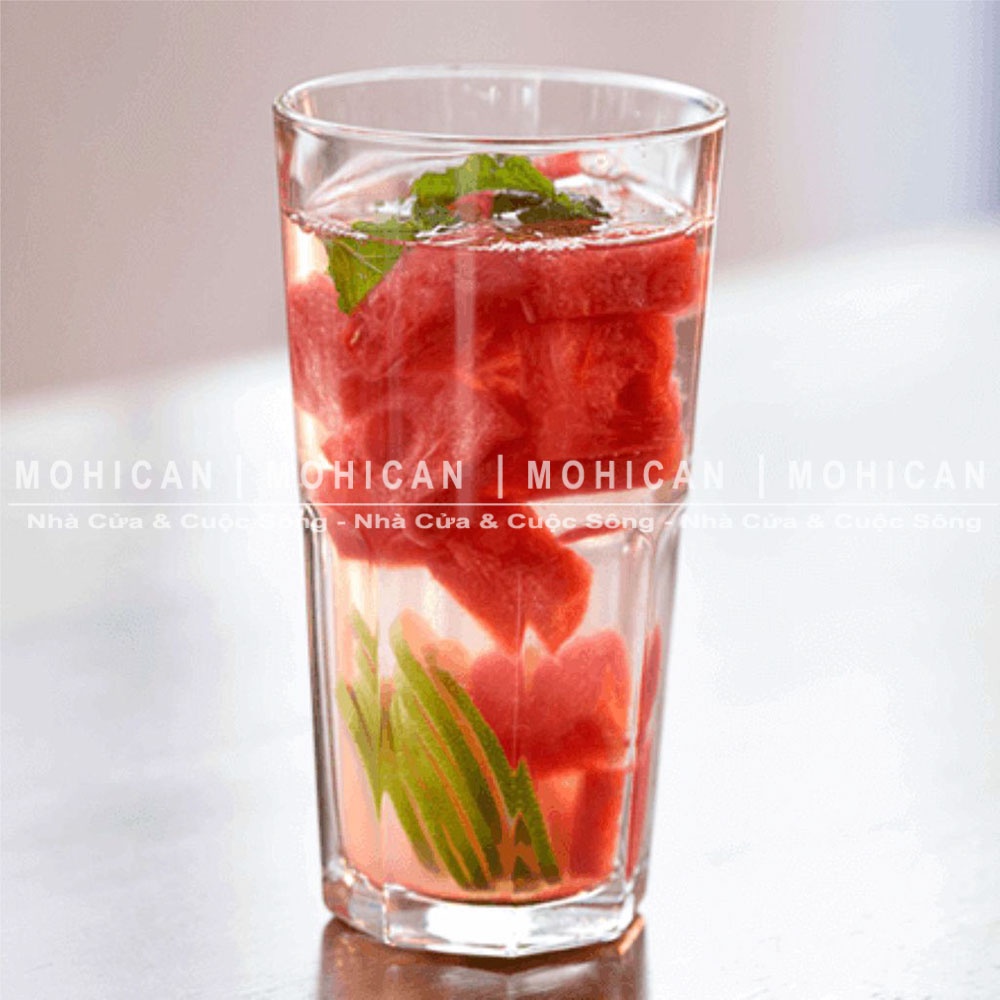 Ly thủy tinh cà phê sọc khía 300ml, cốc thủy tinh Union Hi Ball uống trà đá 8 cạnh Thái Lan bền, đẹp cho quán UNIG-407