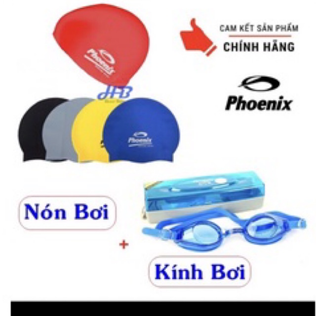 Combo kính bơi và nón bơi phonix