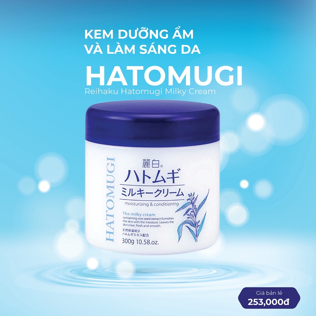 Kem Dưỡng Hatomugi Moisturizing Conditioning The Miky Cream 300g,  Ẩm Làm Sáng Da,Giảm Mụn,Cải Thiện Thâm Mụn