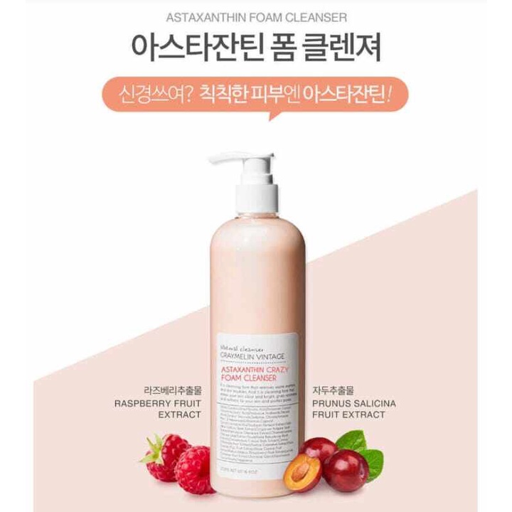 Sữa Rửa Mặt Tạo Bọt Graymelin Astaxanthin Crazy Foam Cleanser 500ml