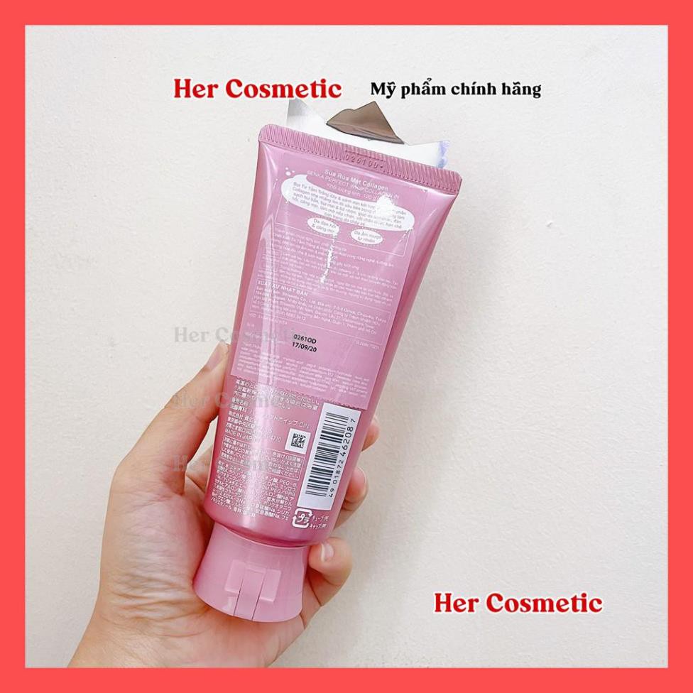 Sữa Rửa Mặt Senka Perfect Whip Collagen hồng da khô 150g