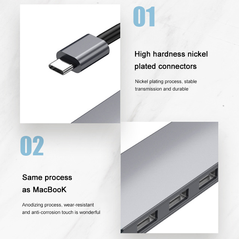 Bộ Chuyển Đổi 6 Trong 1 Usb C Cho Macbook Pro / Air 2020 / 2019 / 2018 Với 4k Usb-c Sang Hdmi, 3 Usb 3.0