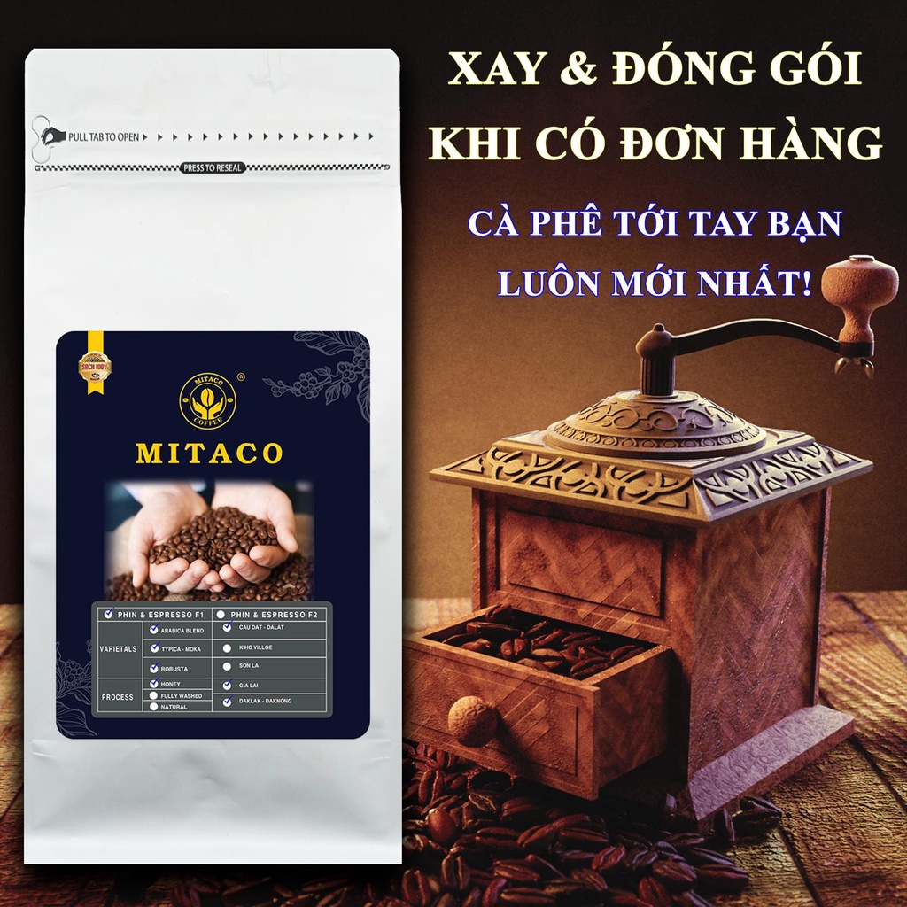 Cà phê nguyên chất Thượng Hạng F1 MITACO COFFEE (Gói 1kg)