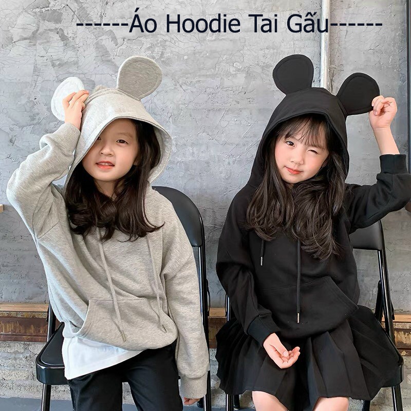 Áo khoác nỉ trẻ em thu đông hoodie mũ trùm đầu hình thú dễ thương cho bé trai bé gái từ 8 đến 18kg