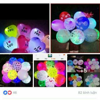10 Bóng bay phát có đèn led sáng loại to có cây cầm bóng