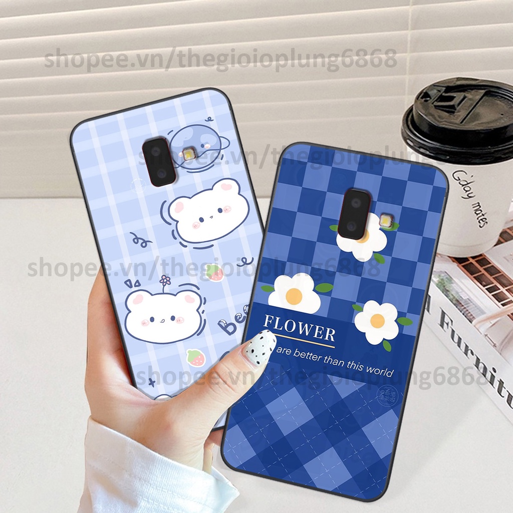 Ốp Samsung J6 2018 / J6 Plus / J6+ in hình caro gấu vịt cute dễ thương, đầy đáng yêu