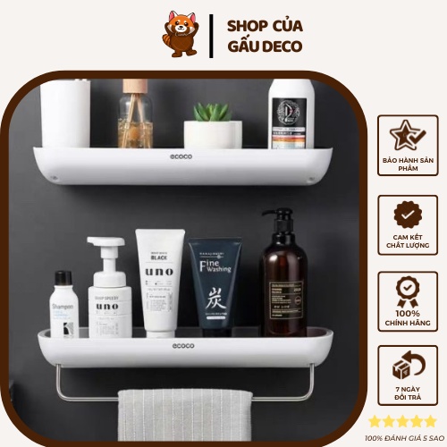 Kệ để đồ nhà tắm dán tường – Hàng chính hãng ecoco (1 tầng) - Loại cao cấp - Không cần khoan
