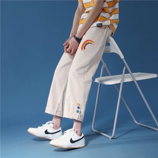 Quần Baggy Kaki Nam Nữ, Quần Kaki 3 Nút Unisex Họa Tiết Cầu Vòng Xắn Gấu Vải Kaki Dày, Mềm, Không Xù Hot Trend