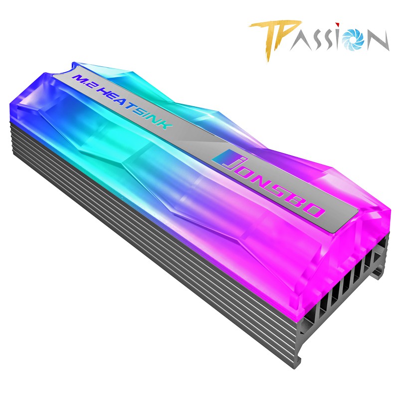 Tản nhiệt SSD M2 Jonsbo LED RGB tự động - hiệu năng cao, hiệu ứng màu Rainbow tuyệt đẹp, không cần cổng RGB main hỗ trợ