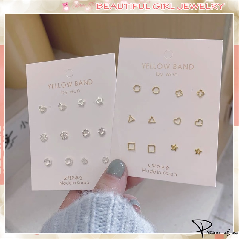 Set 6 đôi khuyên tai mạ vàng/bạc thời trang cho nữ