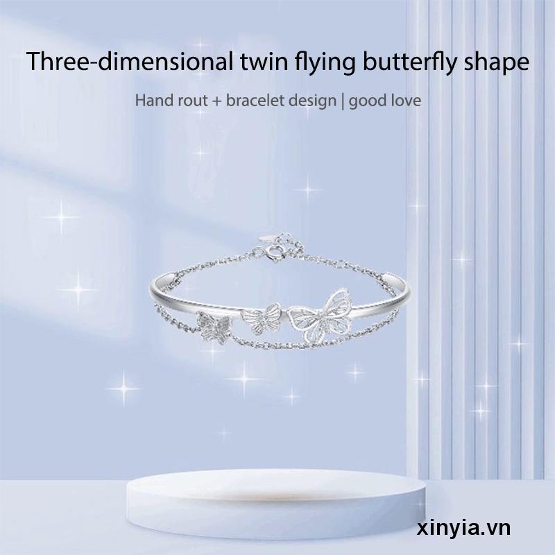 Vòng Tay Hai Lớp Bằng Hợp Kim Hình Bướm Thời Trang Dành Cho Nữ