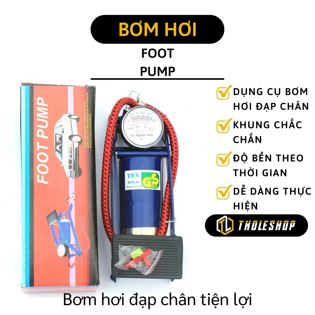 Bơm hơi piton - Dụng Cụ Bơm Hơi Đạp Chân Foot Pump, giúp bạn bơm xe máy, xe đạp, bóng 3089
