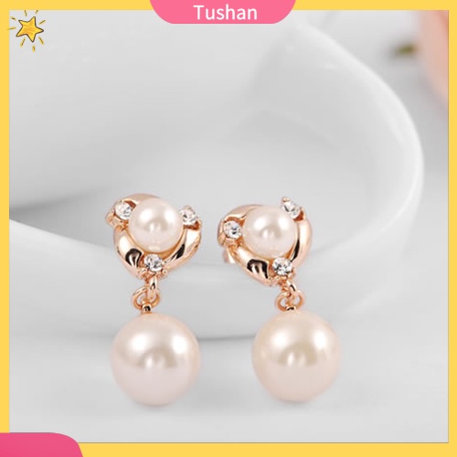 Khuyên tai nữ đính ngọc trai mạ vàng 9k sang trọng nữ