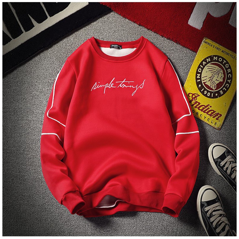 Áo thun tay dài sweater nam  nữ form rộng hàn quốc cổ và tay áo may bo viền - ATDC01